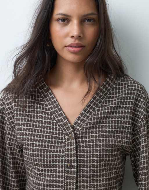 ASOS DESIGN gilet coordonné à col V à carreaux marron, 4 de 5