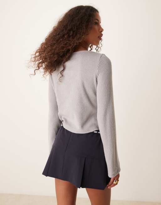 ASOS DESIGN Gilet côtelé brossé coupe carrée à manches longues