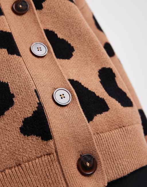 ASOS DESIGN - Gilet coupe boyfriend en jacquard à imprimé animal - Caramel, 3 de 4