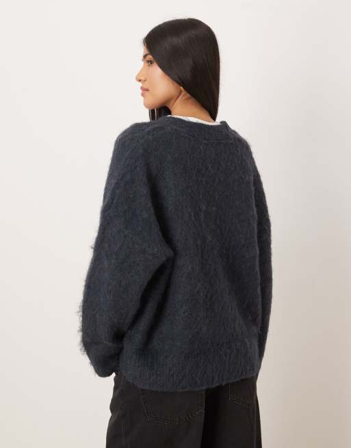 ASOS DESIGN - Gilet coupe carrée en maille brossée avec poche - Bleu marine, 4 de 4