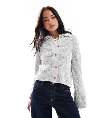 ASOS DESIGN - Gilet court avec col en maille torsadée - Noir et blanc-Multicolore