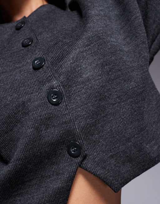 ASOS DESIGN - Gilet court structuré à manches longues - Anthracite, 3 de 4