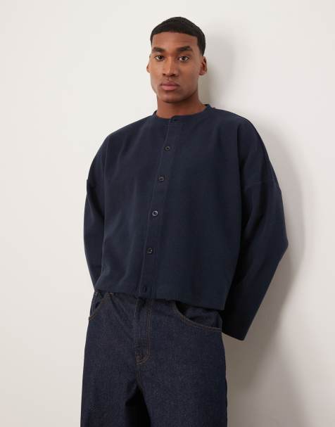 ASOS DESIGN - Gilet court ultra oversize en maille côtelée effet brossé - Bleu marine - view 1
