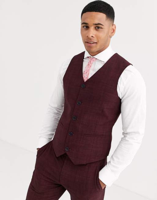 ASOS DESIGN Wedding - Abito super skinny vino con tratteggio incrociato, 4 di 4