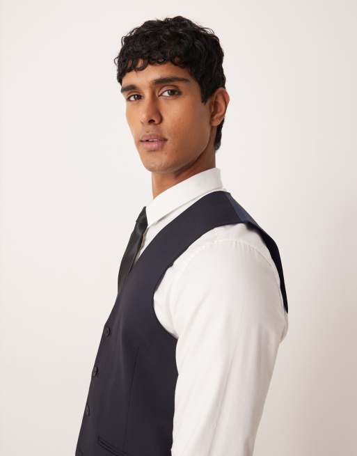 ASOS DESIGN - Gilet da abito skinny blu navy, 5 di 5