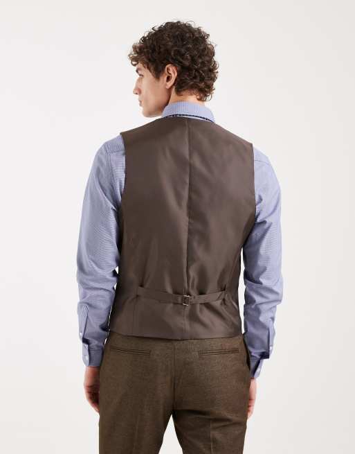 ASOS DESIGN - Gilet da abito skinny effetto lana marrone, 3 di 5