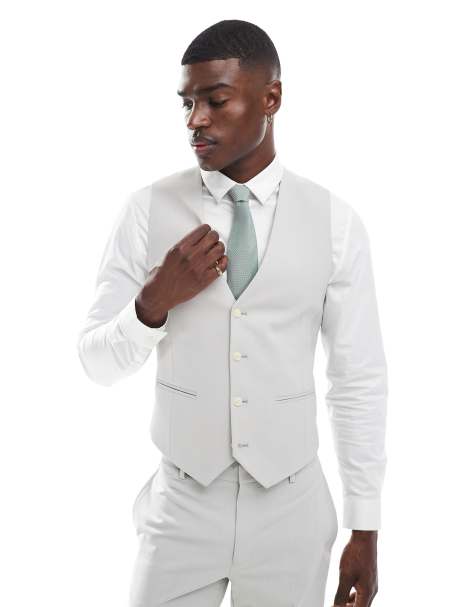 ASOS DESIGN - Gilet da abito skinny grigio chiaro - view 1