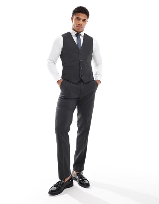ASOS DESIGN - Gilet da abito slim antracite, 2 di 5