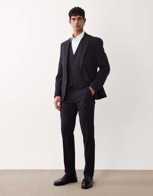 ASOS DESIGN - Gilet da abito slim blu navy, 2 di 5
