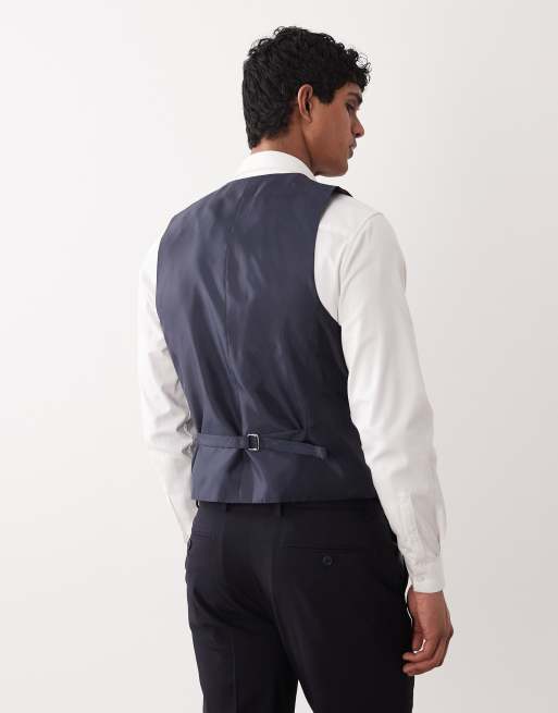 ASOS DESIGN - Gilet da abito slim blu navy, 3 di 5