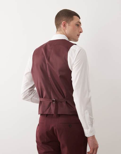 ASOS DESIGN - Gilet da abito slim bordeaux, 3 di 5