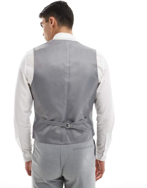 ASOS DESIGN - Gilet da abito slim grigio, 4 di 5