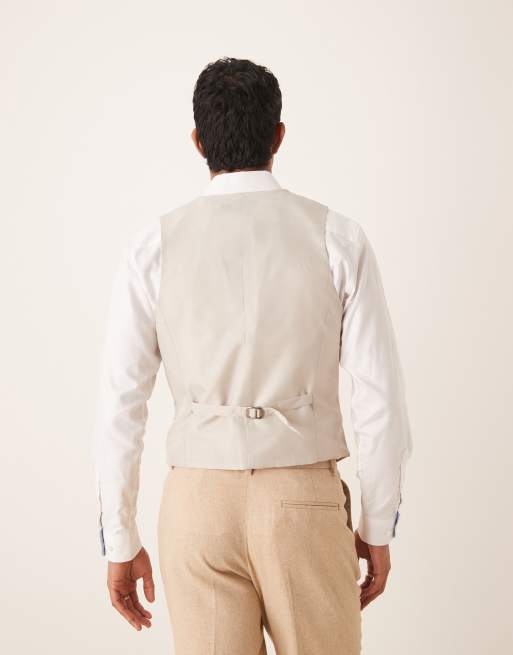 ASOS DESIGN - Gilet da abito slim in misto lana color cammello, 4 di 5