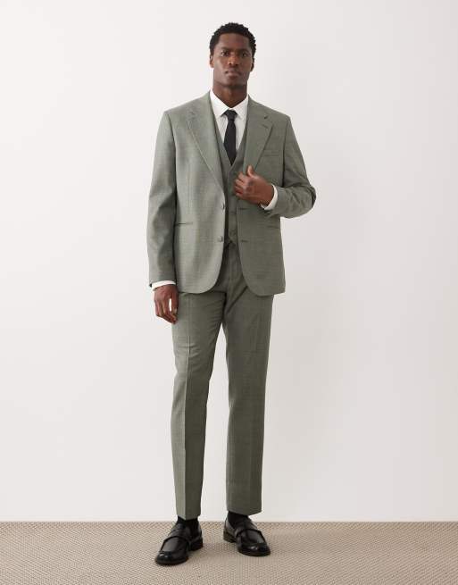 ASOS DESIGN - Gilet da abito slim in misto lana verde medio lavabile, 2 di 5