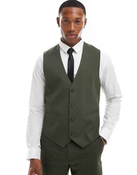 ASOS DESIGN - Gilet da abito slim kaki - view 1