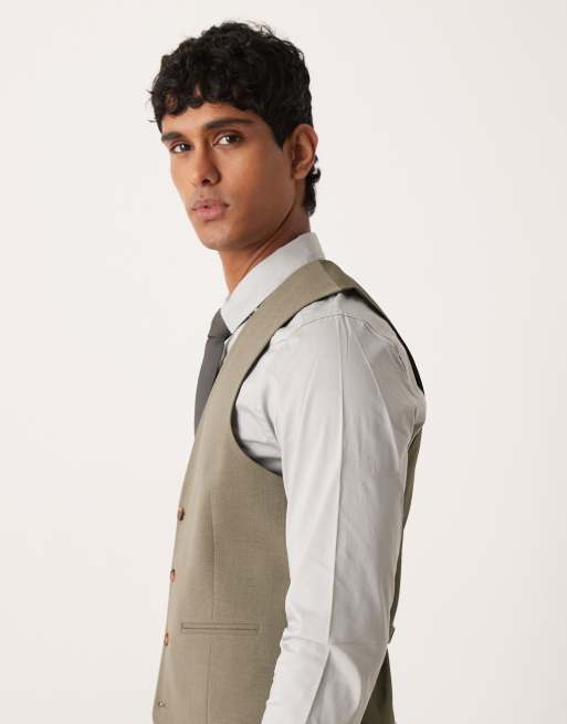 ASOS DESIGN - Gilet da abito slim kaki, 5 di 5
