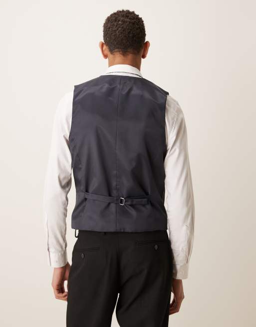 ASOS DESIGN - Gilet da abito slim nero misto lana, 3 di 5