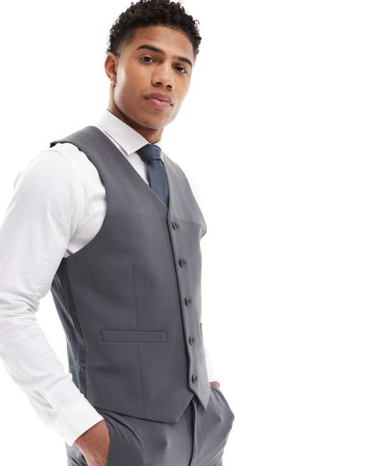 ASOS DESIGN - Gilet da abito super skinny grigio
