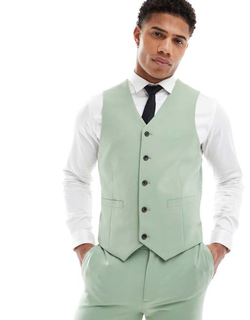 ASOS DESIGN - Gilet da abito super skinny verde salvia