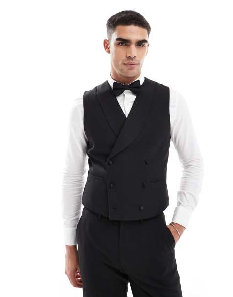 ASOS DESIGN - Gilet da smoking doppiopetto slim nero - view 1