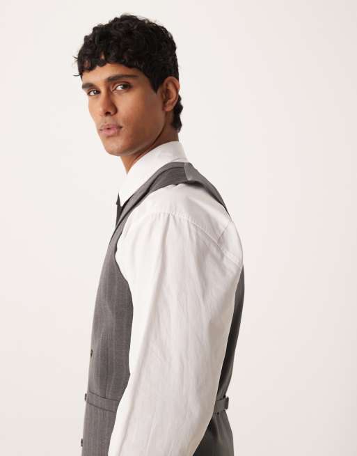 ASOS DESIGN - Gilet de costume à fines rayures - Anthracite, 4 de 5