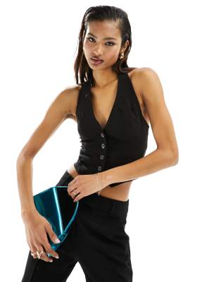 ASOS DESIGN - Gilet de costume ajusté à encolure plongeante - Noir