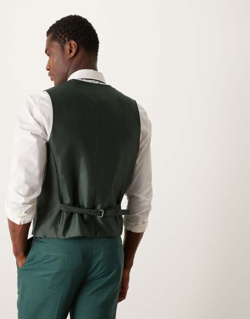 ASOS DESIGN - Gilet de costume ajusté à motif hachuré - Vert, 3 de 5