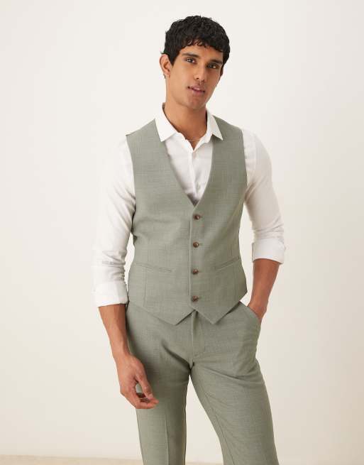 ASOS DESIGN - Gilet de costume ajusté à motif hachuré - Vert