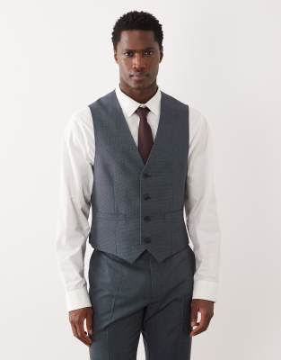 ASOS DESIGN - Gilet de costume ajusté en laine mélangée lavable en machine - Bleu marine