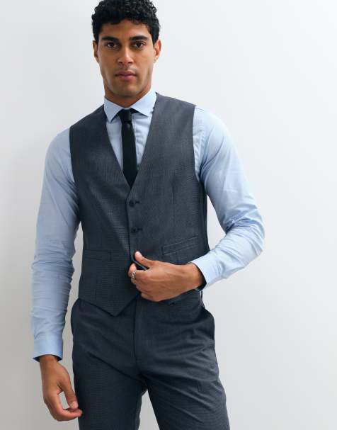 ASOS DESIGN - Gilet de costume ajusté en laine mélangée lavable en machine - Bleu marine - view 1