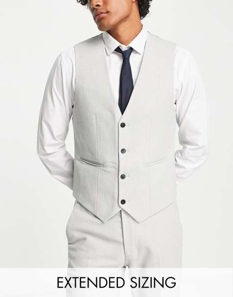 ASOS DESIGN - Gilet de costume ajusté en laine mélangée tressée - Gris glacé - view 1