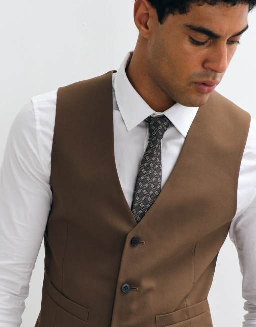 ASOS DESIGN - Gilet de costume ajusté - Marron, 3 de 5