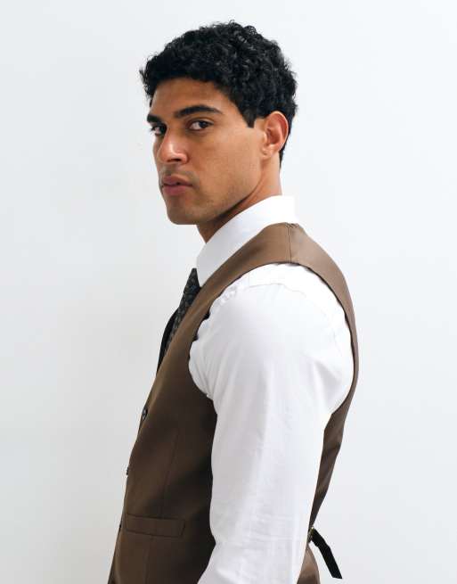 ASOS DESIGN - Gilet de costume ajusté - Marron, 4 de 5