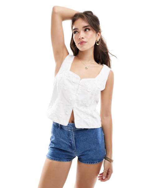 ASOS DESIGN - Gilet de costume avec fleurs en 3D - Blanc - view 1