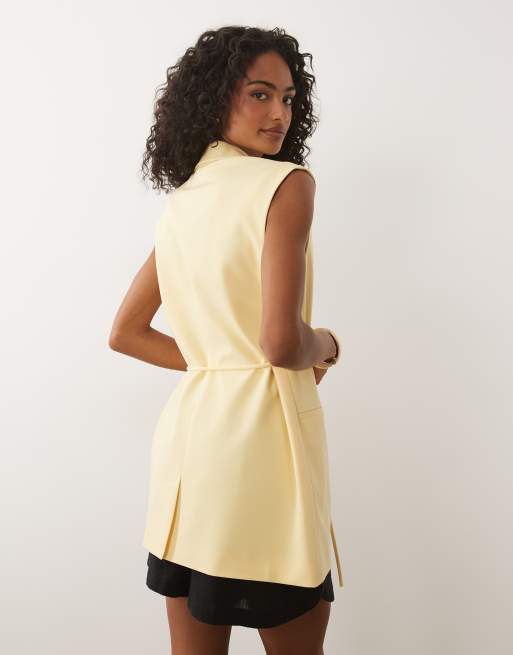 ASOS DESIGN - Gilet de costume long et ajusté avec ceinture nouée - Beurre, 4 de 4