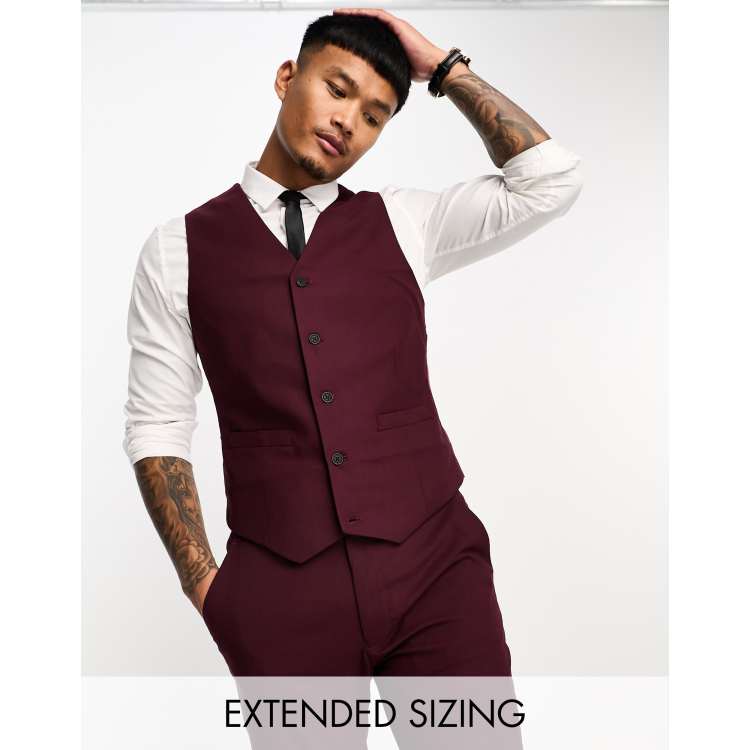 Gilet De Costume Homme Olly Gan – Bordeaux, Taille 3, 80% Polyester 20% Soie, Très Bon état