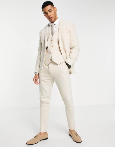 ASOS DESIGN - Gilet de costume ultra ajusté en sergé de laine mélangée - Taupe - view 1