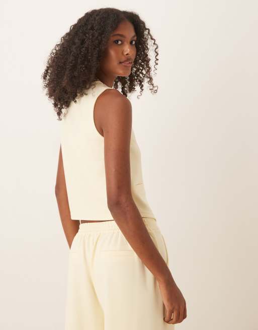 ASOS DESIGN - Gilet de tailleur asymétrique d'ensemble en sergé de jersey - Babeurre, 4 de 4