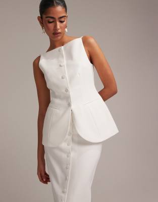 ASOS DESIGN - Gilet de tailleur structuré à encolure carrée - Blanc - view 1