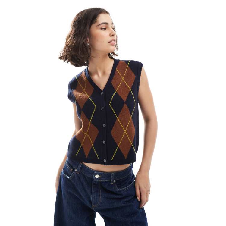 ASOS DESIGN Gilet de tailleur structuré coupe carrée à motif