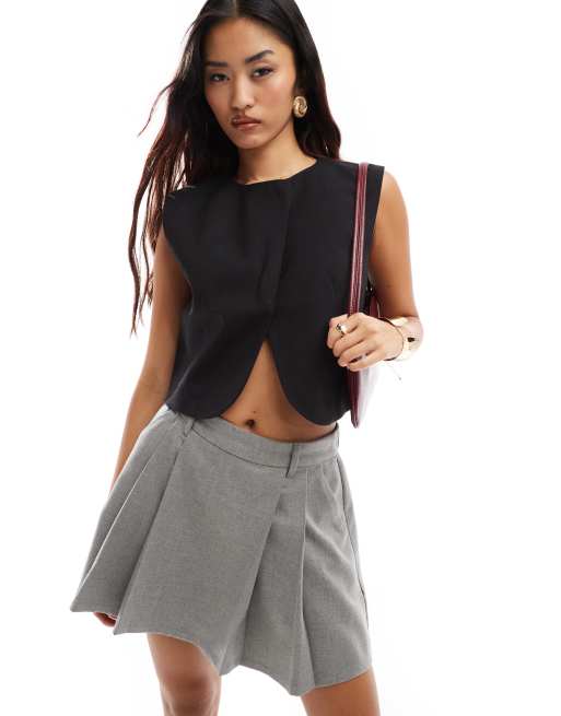ASOS DESIGN - Gilet de tailleur style cache-cœur - Noir