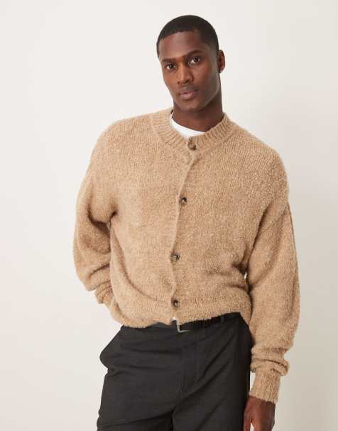 ASOS DESIGN - Gilet décontracté coupe carrée en maille texturée avec col ras de cou - Beige - view 1