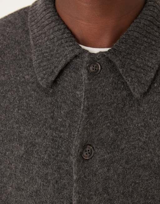 ASOS DESIGN - Gilet décontracté en laine mélangée avec poches avant - Gris, 5 de 5