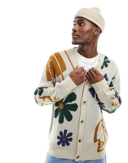 ASOS DESIGN - Gilet décontracté en maille à motif abstrait - Neutre