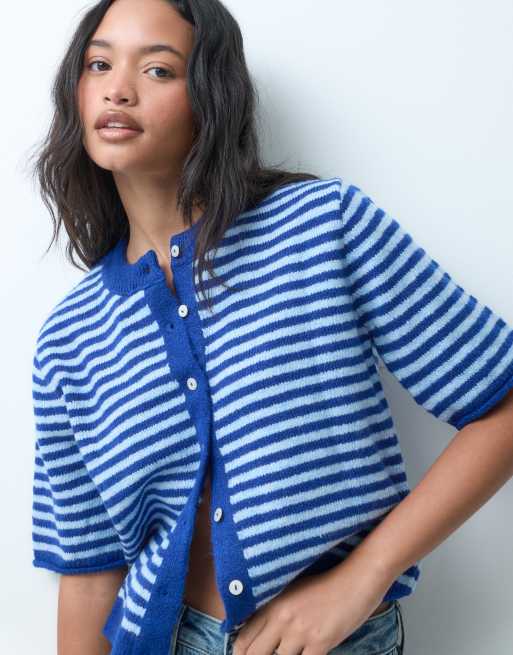 ASOS DESIGN - Gilet décontracté léger à manches courtes et rayures - Cobalt, 3 de 5