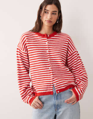 Gilet décontracté léger à rayures - Rouge et blanc M