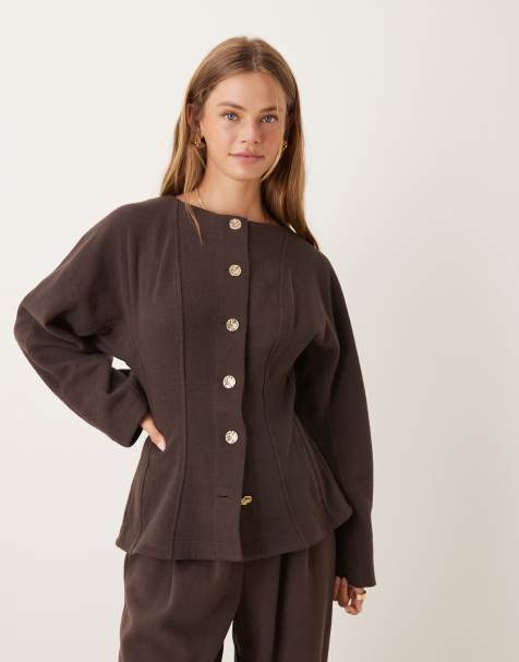 ASOS DESIGN - Gilet d'ensemble à surpiqûres en tissu ultra-doux - Chocolat - view 1