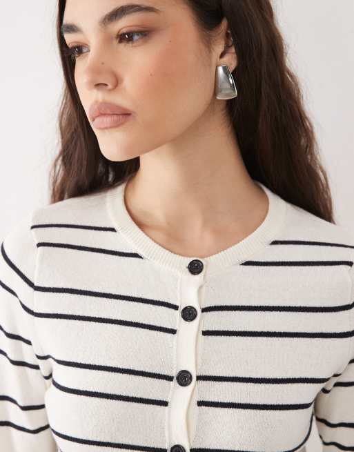ASOS DESIGN - Gilet d'ensemble coupe carrée en maille à rayures - Noir et blanc, 2 de 4