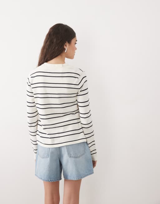 ASOS DESIGN - Gilet d'ensemble coupe carrée en maille à rayures - Noir et blanc, 3 de 4