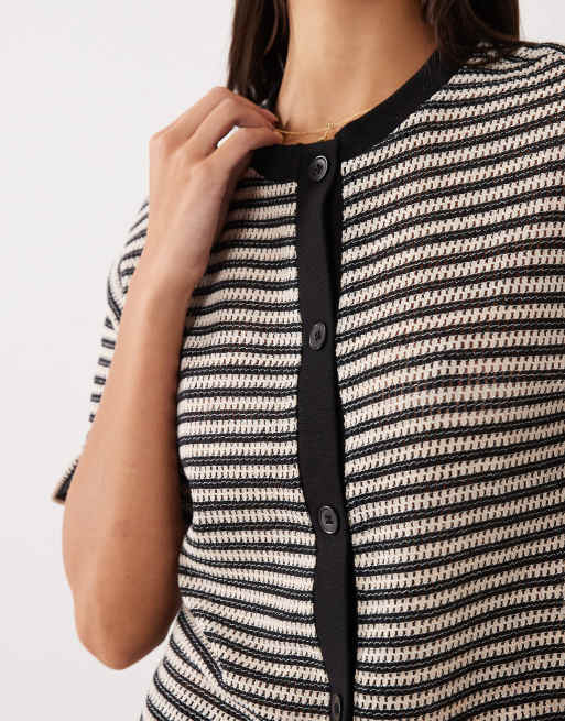 ASOS DESIGN - Gilet d'ensemble coupe carrée en maille texturée - Noir et blanc, 3 de 4